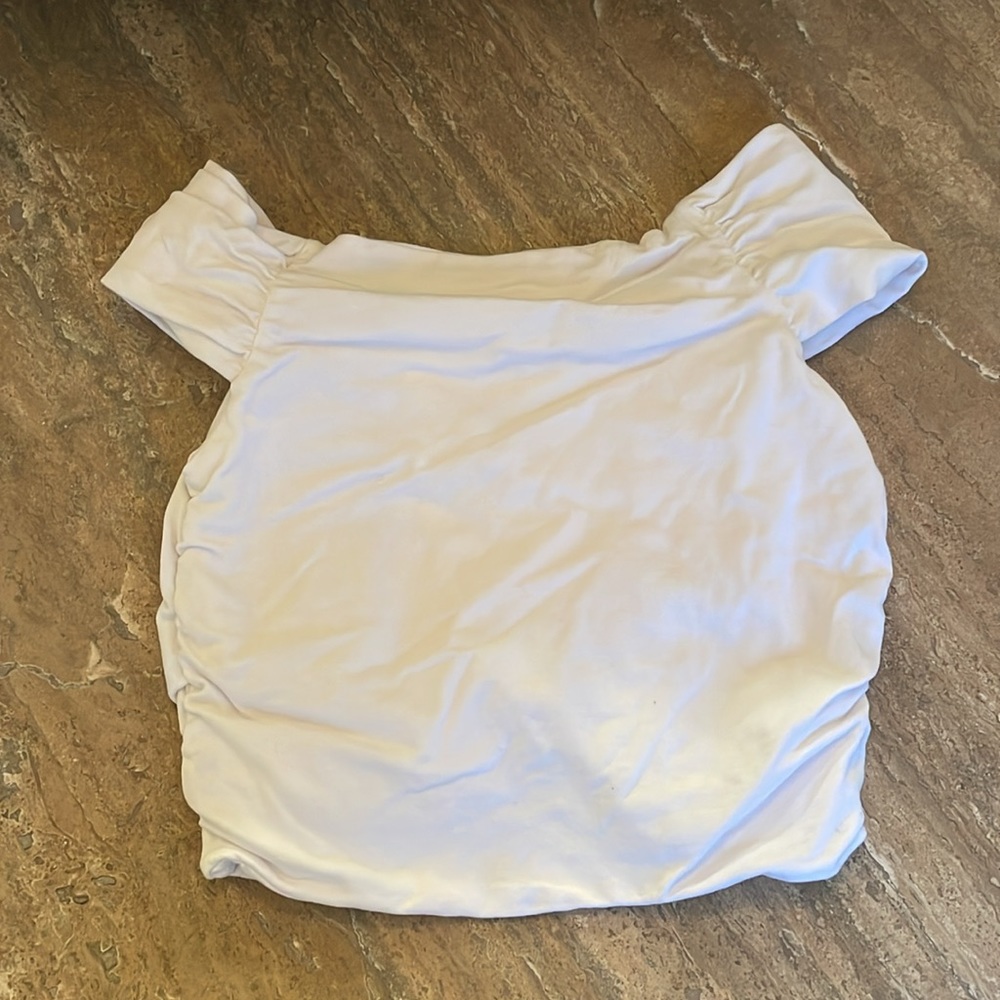 Zara Ruched Crop Top in White - Picture 2 of 5